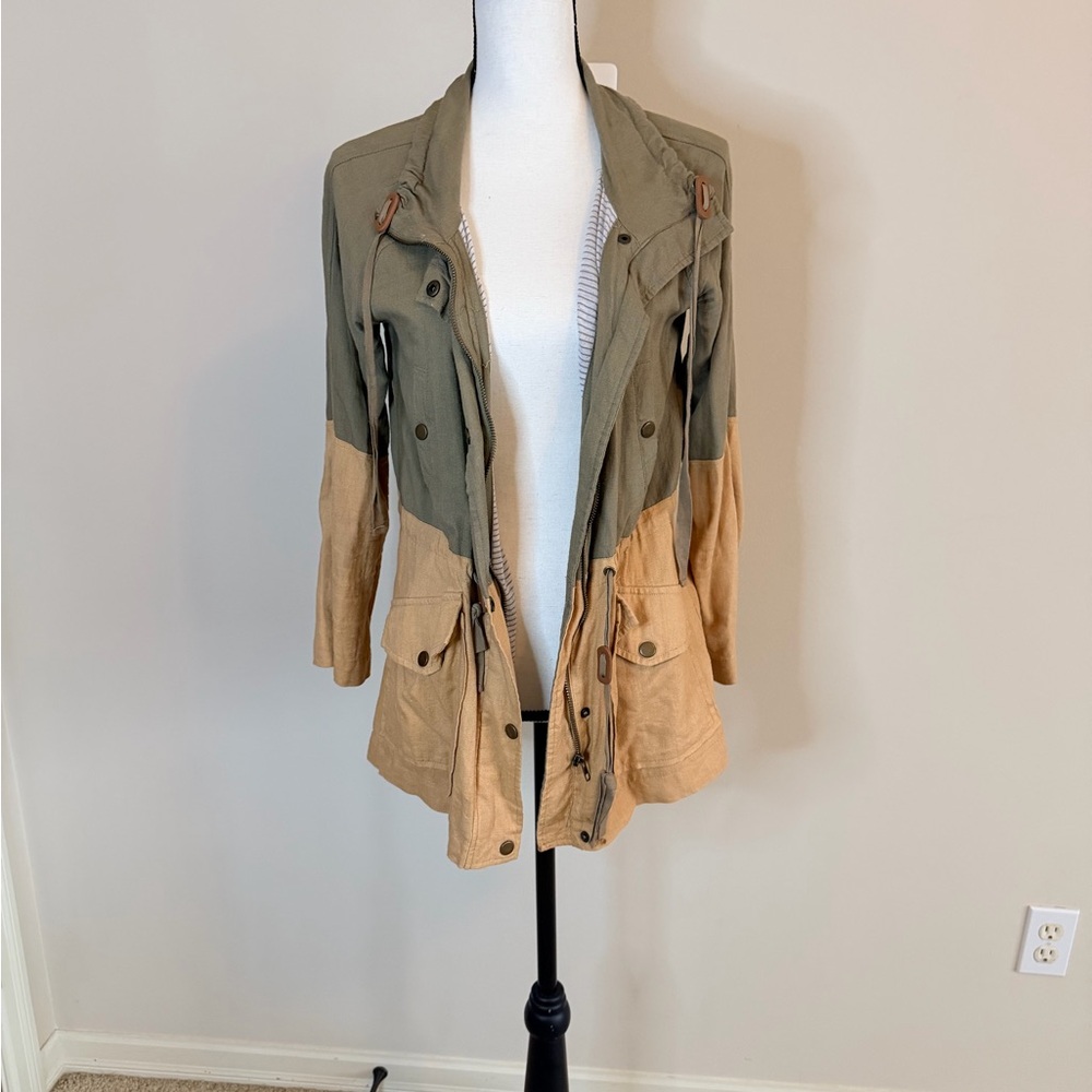 Blu Pepper Olive and Beige Utility Jacket